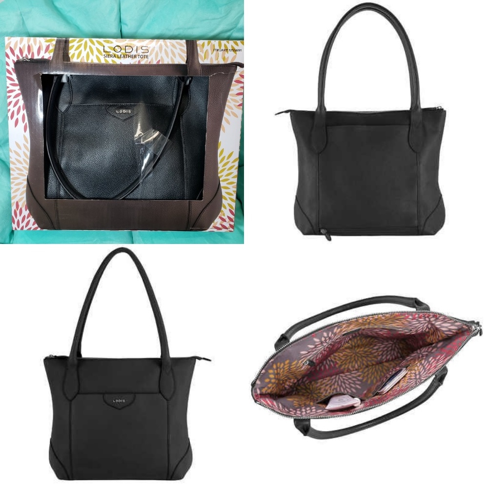 Brand New Lodis Siera Black Leather Tote